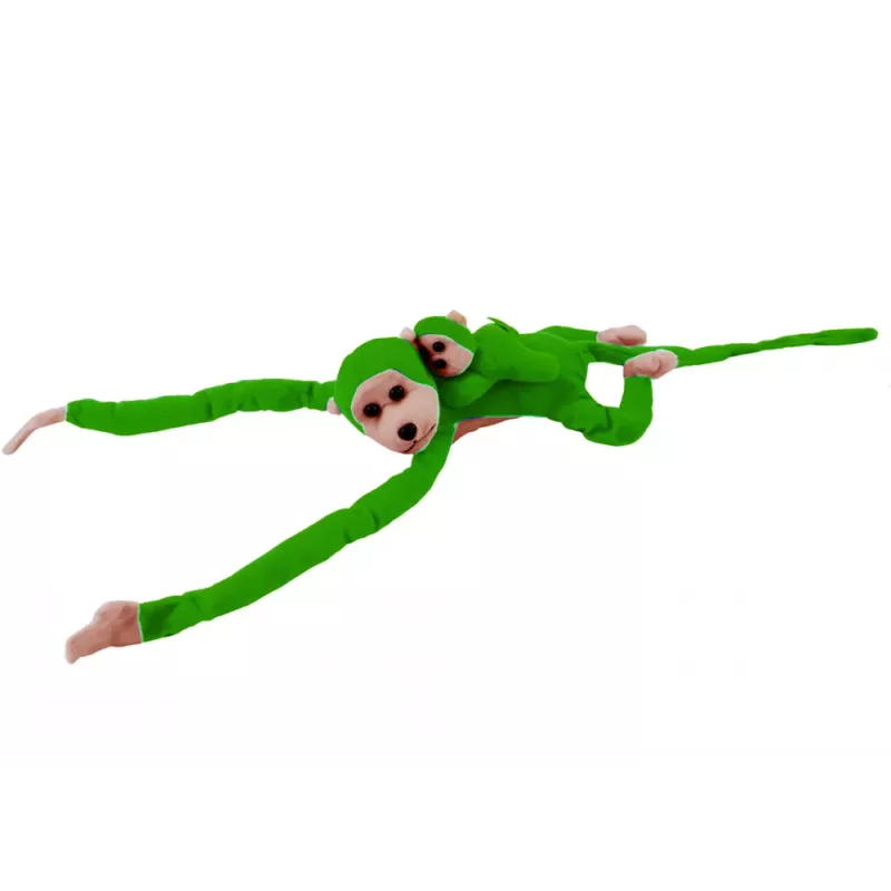 LEAN TOYS Plyšová maskot opica s bábätkom, zelená 90 cm