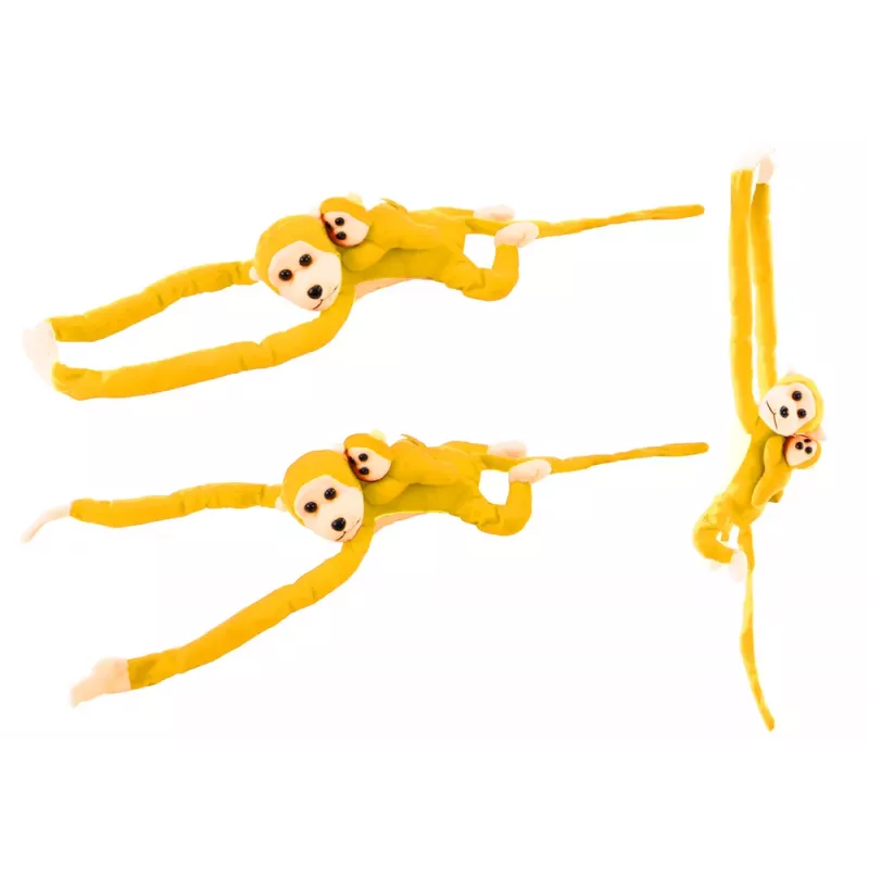 LEAN TOYS Plyšová maskot opica s bábätkom, žltá 90 cm