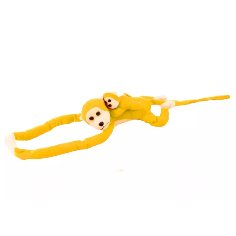 LEAN TOYS Plyšová maskot opica s bábätkom, žltá 90 cm