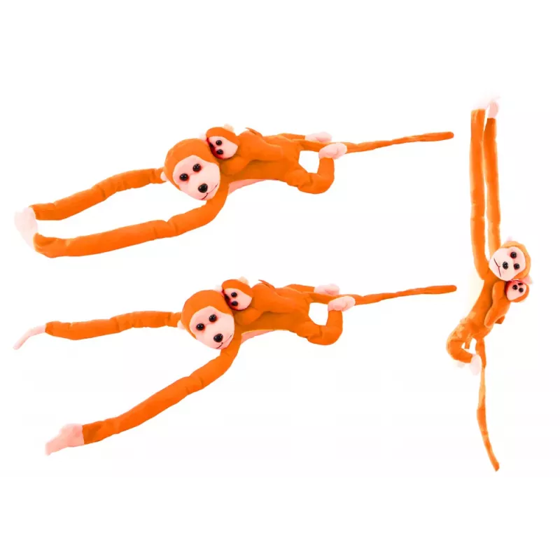 LEAN TOYS Plyšová maskot opica s bábätkom, oranžová 90 cm