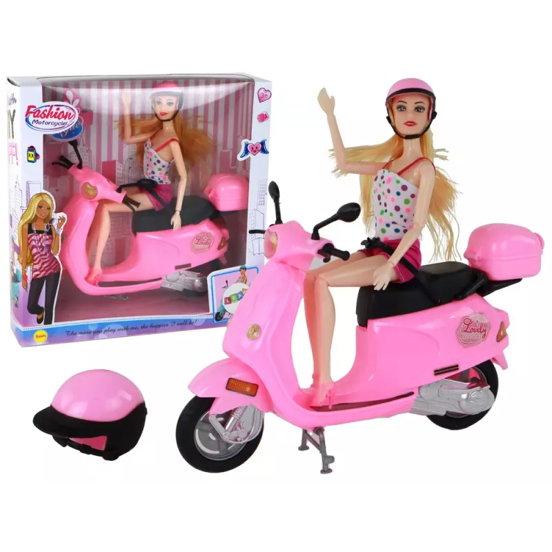 LEAN TOYS Bábika na ružovej kolobežke s pohyblivými prvkami