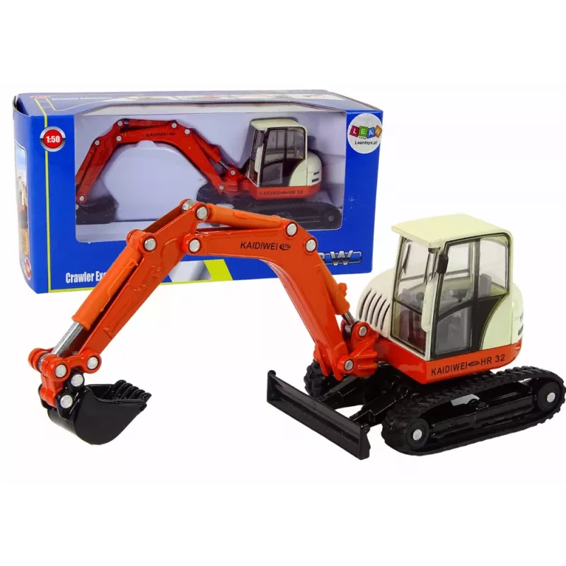 LEAN TOYS Kovový bager s veľkým ramenom 1:50 model z liateho kovu