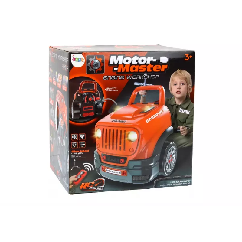 LEAN TOYS Workshop Car Engine stavebnica na rozoberanie DIY oranžová