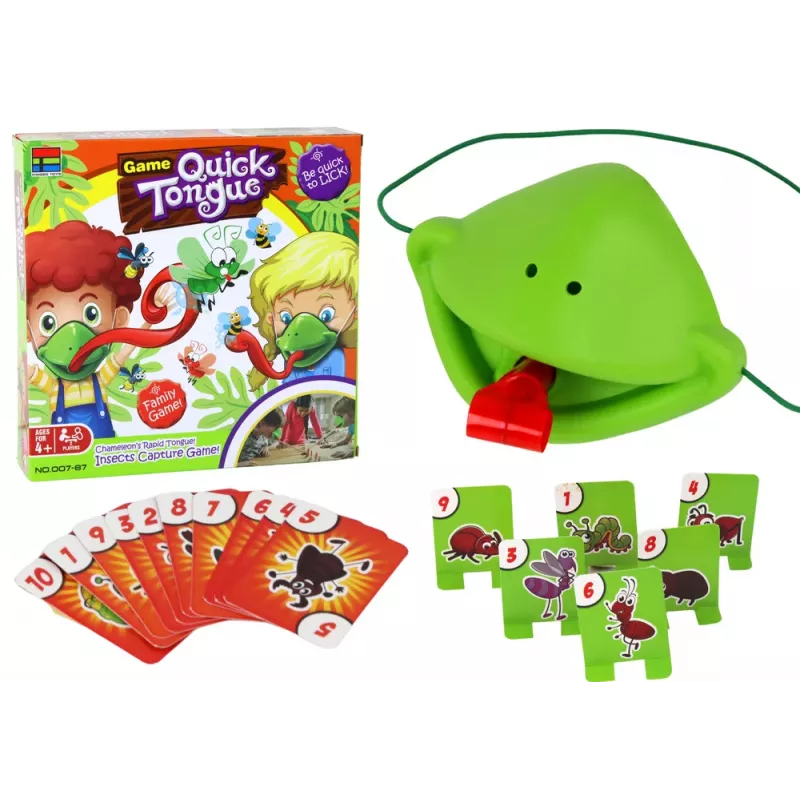 LEAN TOYS zábavná zručnostná hra Quick Tongue - chyť hmyz maska chameleón