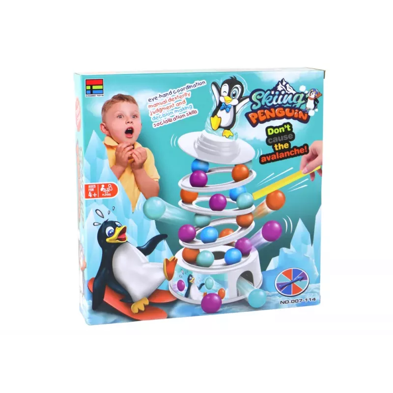 LEAN TOYS arkádová hra Penguin Balls sklzávacia veža s loptičkami