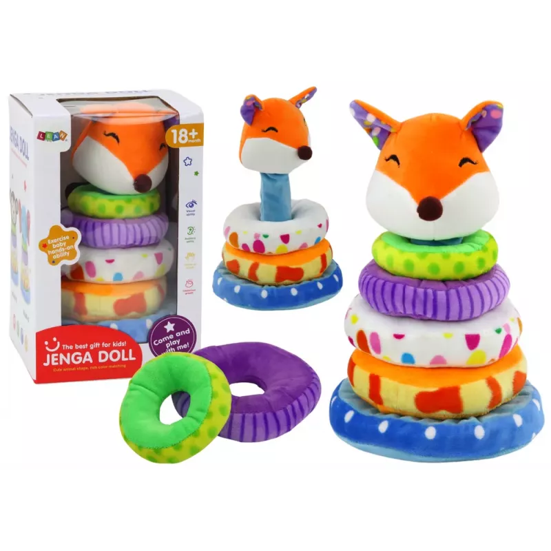 LEAN TOYS Plyšová pyramída líška vzdelávacia maskot pestrá 27 cm