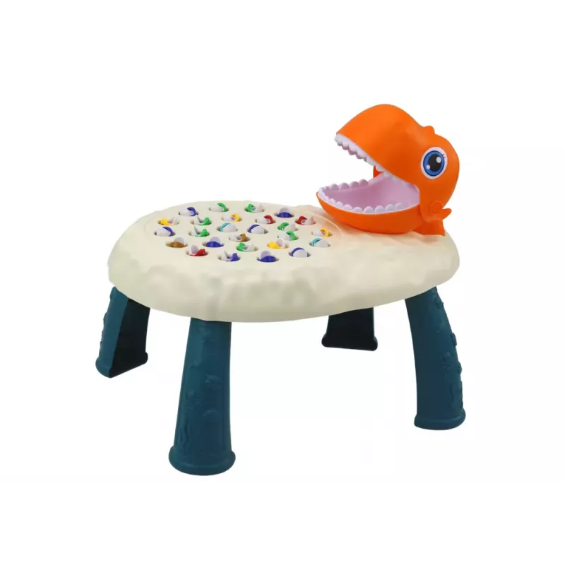 LEAN TOYS Arkádová hra rybolov oranžový dinosaurus stolík