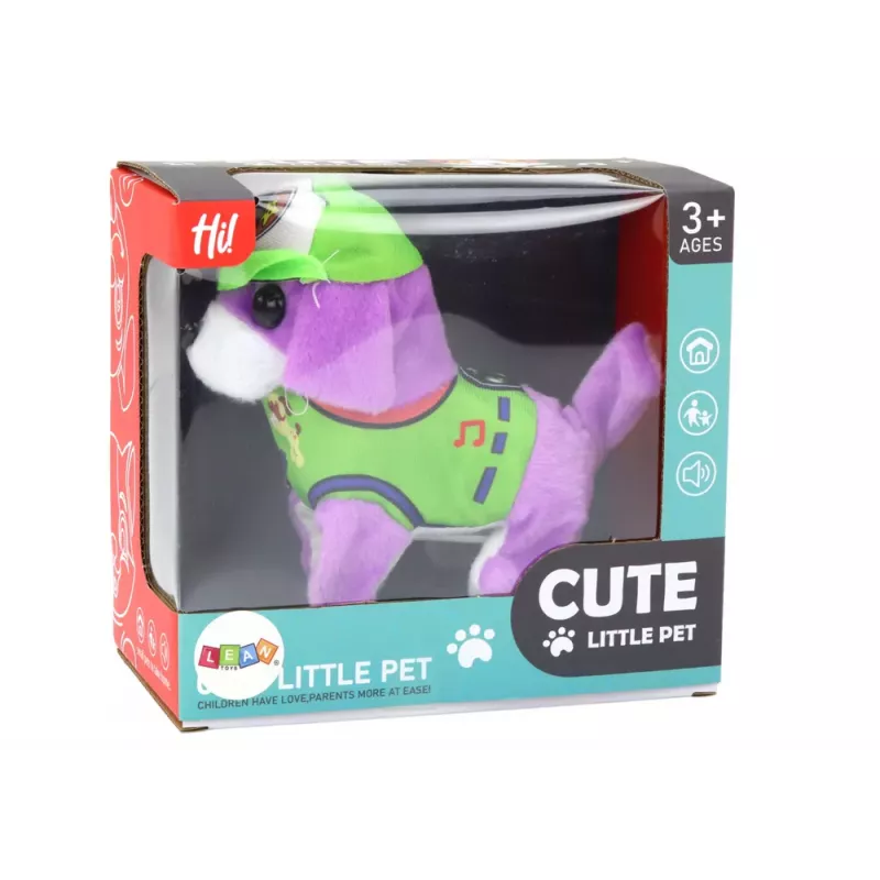 LEAN TOYS Pes plyšový interaktívne zviera chodí šteká fialový