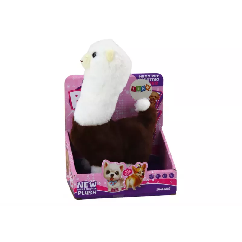 LEAN TOYS Interaktívny chodiaci miláčik lama alpaka hnedá 23cm