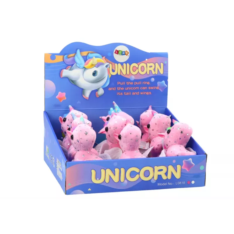 LEAN TOYS Jednorožec plyšový skákací kôň na ťahanie ružový