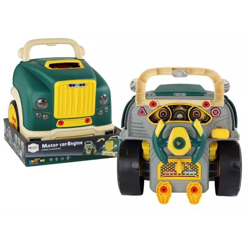 LEAN TOYS Dielňa nákladné auto s motorom demontážna DIY sada zelená