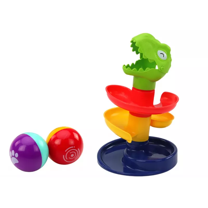 LEAN TOYS Vzdelávacia šmykľavka na loptičky triedič zelený dinosaurus