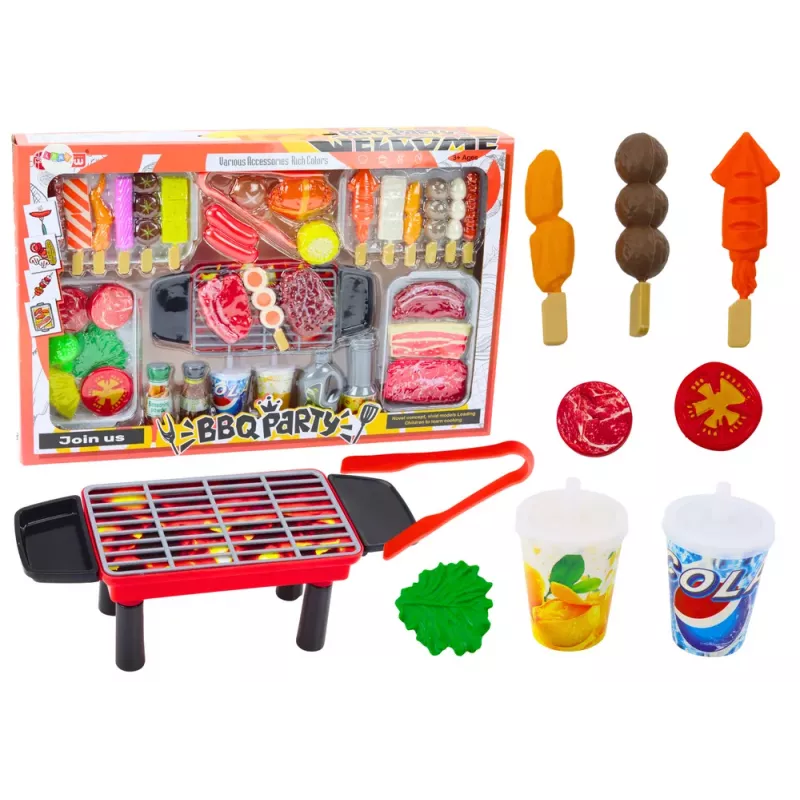 LEAN TOYS Súprava párty gril jedlo nápoje zelenina 40 prvkov