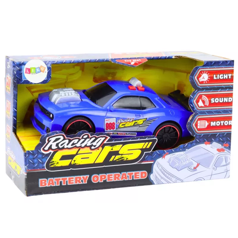 LEAN TOYS Pretekárske auto so svetlom, zvukom a otváracou kapotou modré