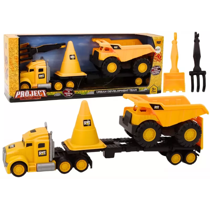 LEAN TOYS Sada stavebných strojov sklápačka bager buldozér pohyblivé žlté