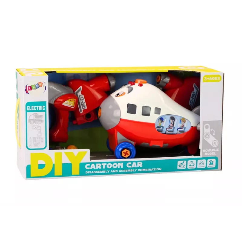 LEAN TOYS Kreslené lietadlo s otáčavými krídlami DIY červené