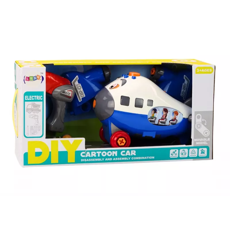 LEAN TOYS Kreslené lietadlo s otáčavými krídlami DIY modré