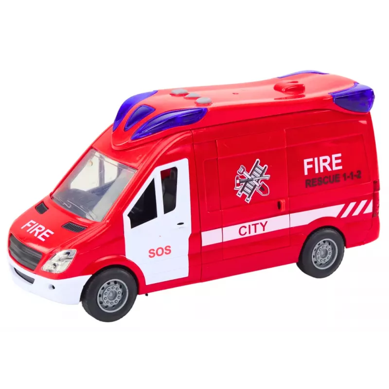 LEAN TOYS Hasičské auto so svetlami, zvukmi, otváracími dverami, diaľkovým ovládaním červené
