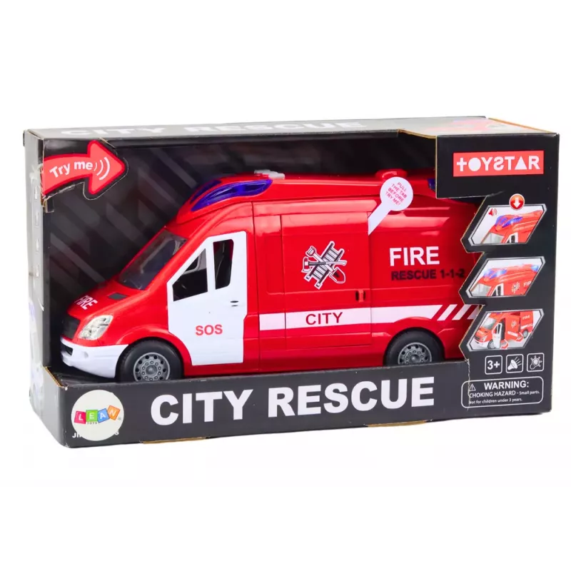 LEAN TOYS Hasičské auto so svetlami, zvukmi, otváracími dverami, diaľkovým ovládaním červené