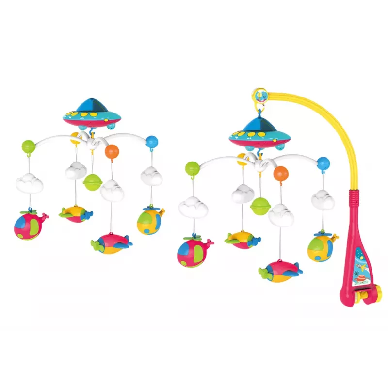 LEAN TOYS detský kolotoč nad postieľku UFO lietadlá projektor 108 melódií