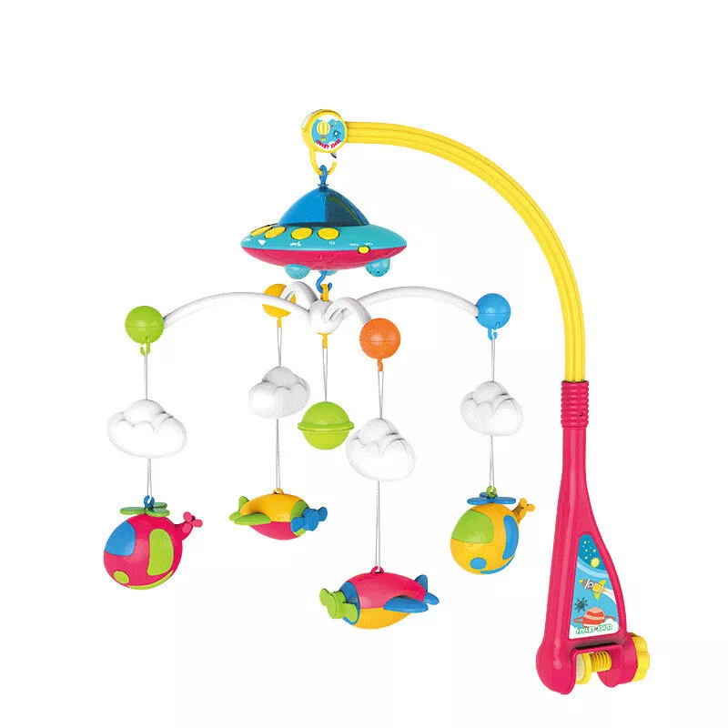 LEAN TOYS detský kolotoč nad postieľku UFO lietadlá projektor 108 melódií