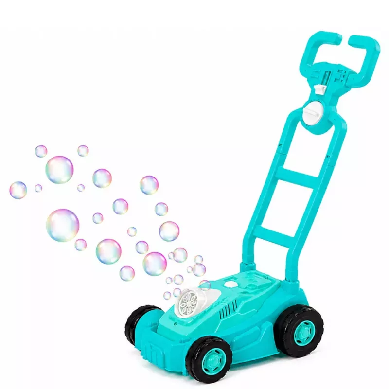 LEAN TOYS Bublinkový stroj pojazdná kosačka s rukoväťou modrá