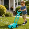 LEAN TOYS Bublinkový stroj pojazdná kosačka s rukoväťou modrá