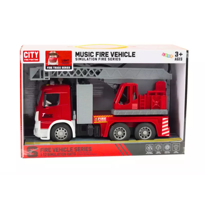 LEAN TOYS Hasičské auto s trením pohonom so svetlom a zvukom Boom