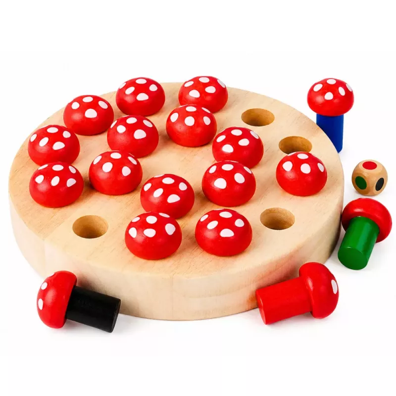 LEAN TOYS Rodinná pamäťová hra muchotrávky drevená
