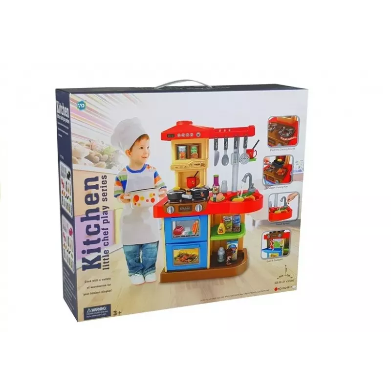 LEAN TOYS Detská kuchynka so zvukmi a skutočným vodovodným kohútikom