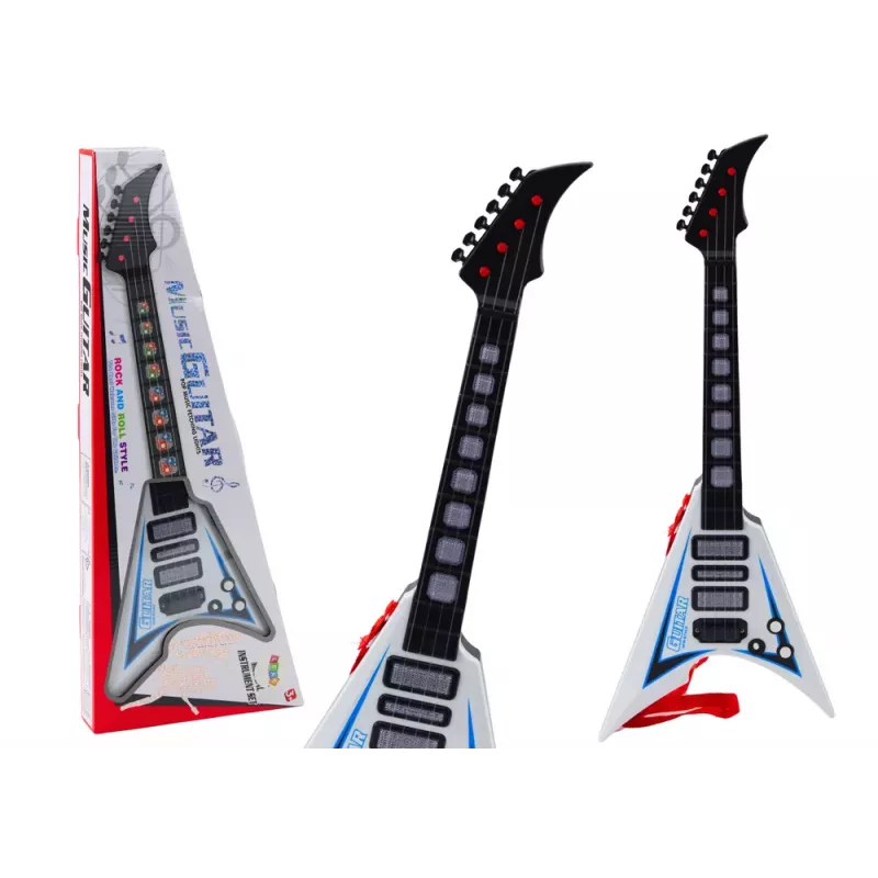 LEAN TOYS Elektrická gitara pre deti so svetlami a melódiami biela