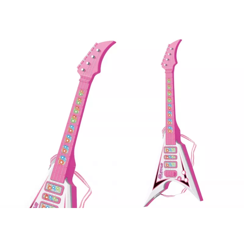 LEAN TOYS Elektrická gitara pre deti so svetlami a melódiami, ružová