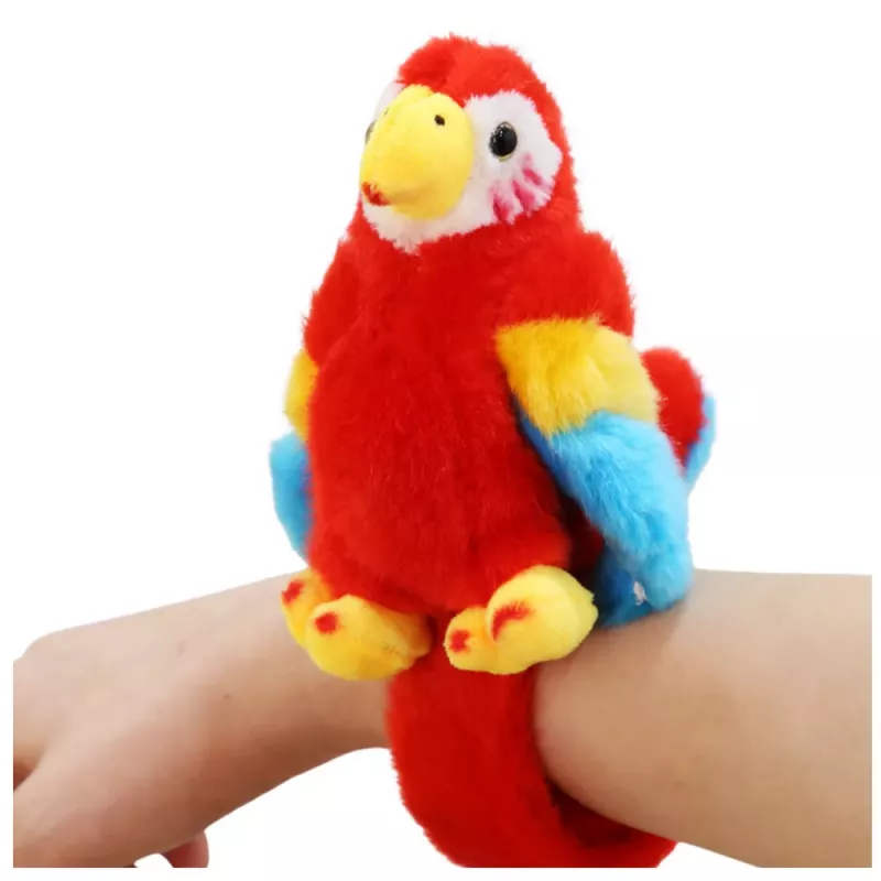 LEAN TOYS Plyšový maskot papagáj náramok na zápästie červený