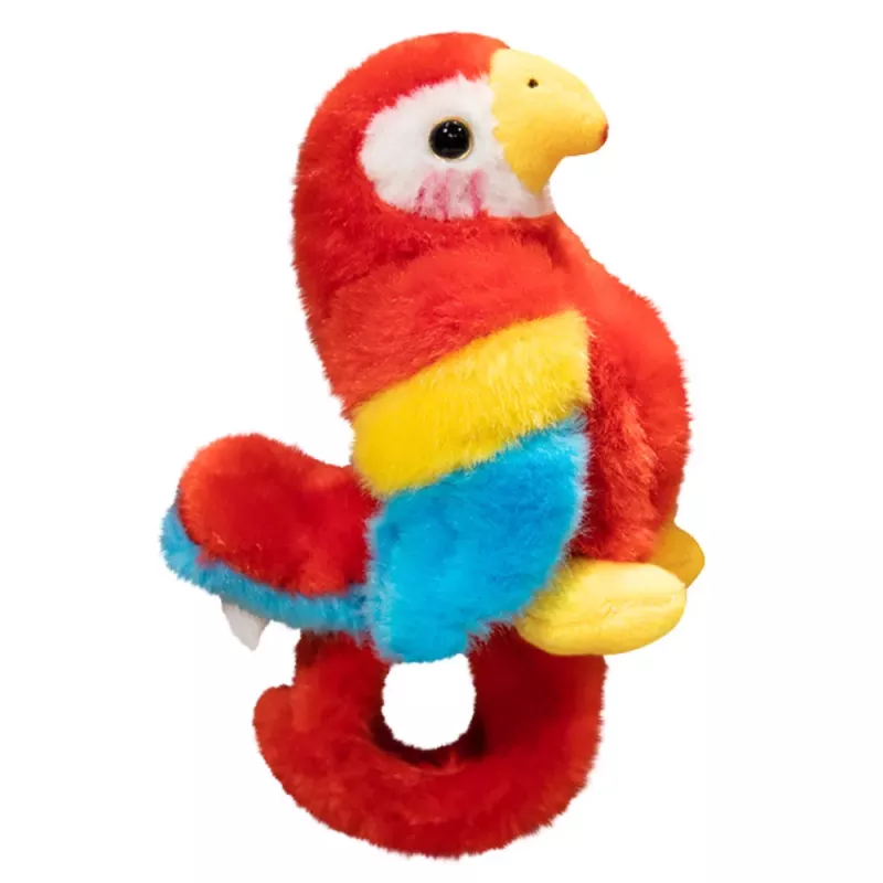 LEAN TOYS Plyšový maskot papagáj náramok na zápästie červený