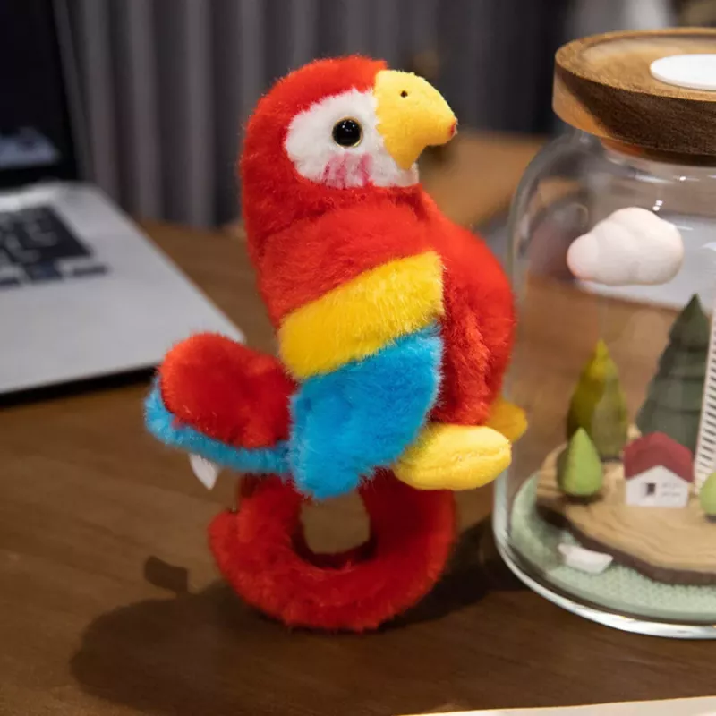 LEAN TOYS Plyšový maskot papagáj náramok na zápästie červený