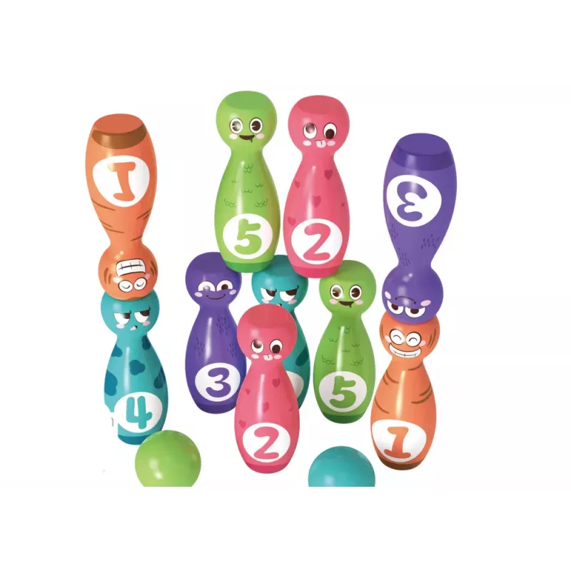LEAN TOYS Bowlingová sada smajlík gule farebné 10ks