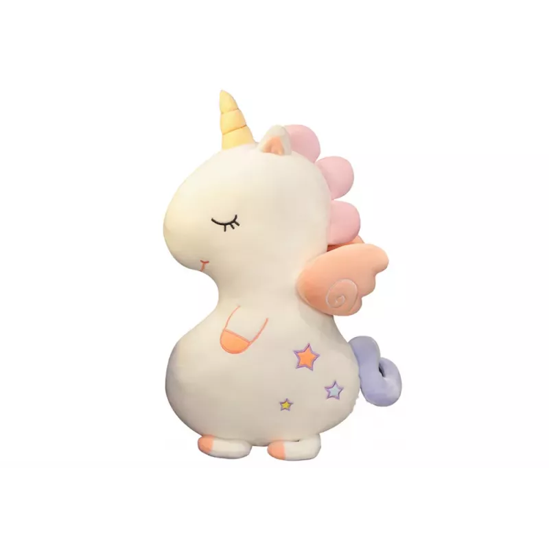 LEAN TOYS Plyšový maskot maznavá hračka roztomilý jednorožec biely 50cm