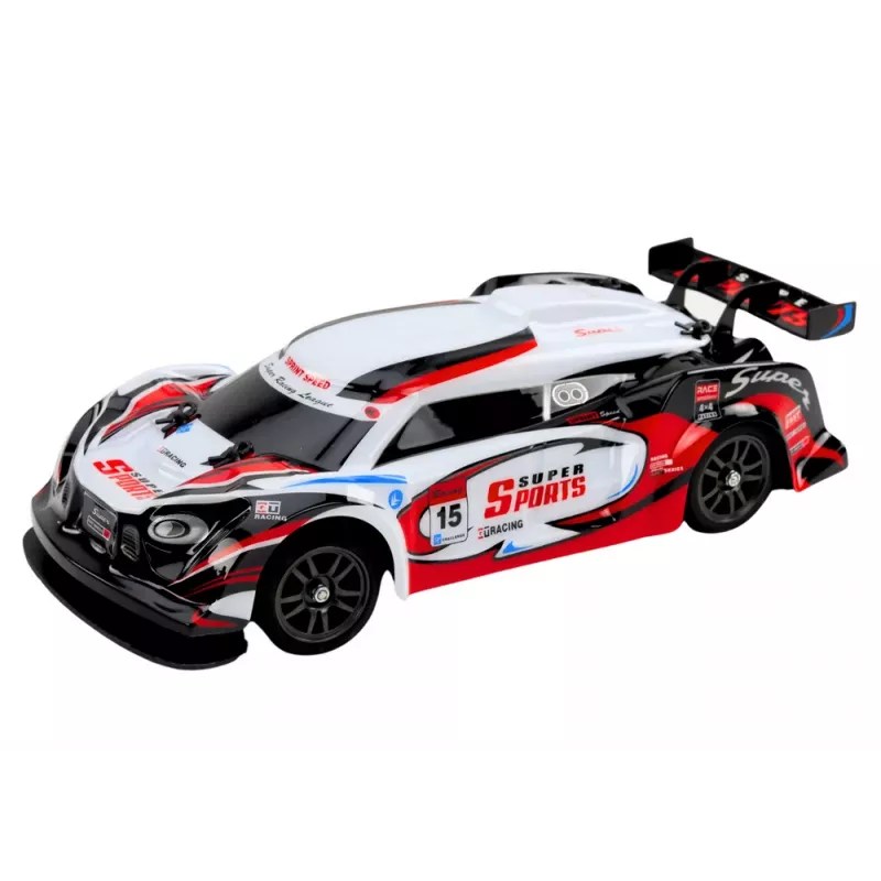 LEAN TOYS RC športové auto 1:16 drift vymeniteľné kolesá bielo-červené
