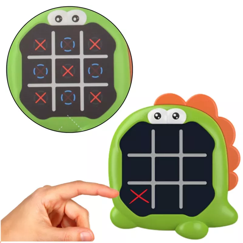 LEAN TOYS Elektronická hra 3v1 piškvorky memory zelený dinosaurus