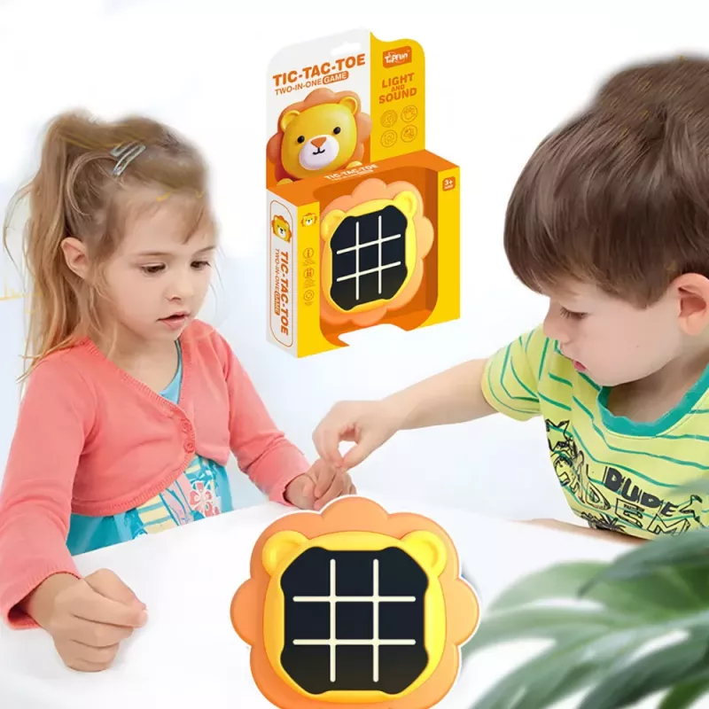 LEAN TOYS Elektronická hra 3v1 piškvorky memory lev oranžová