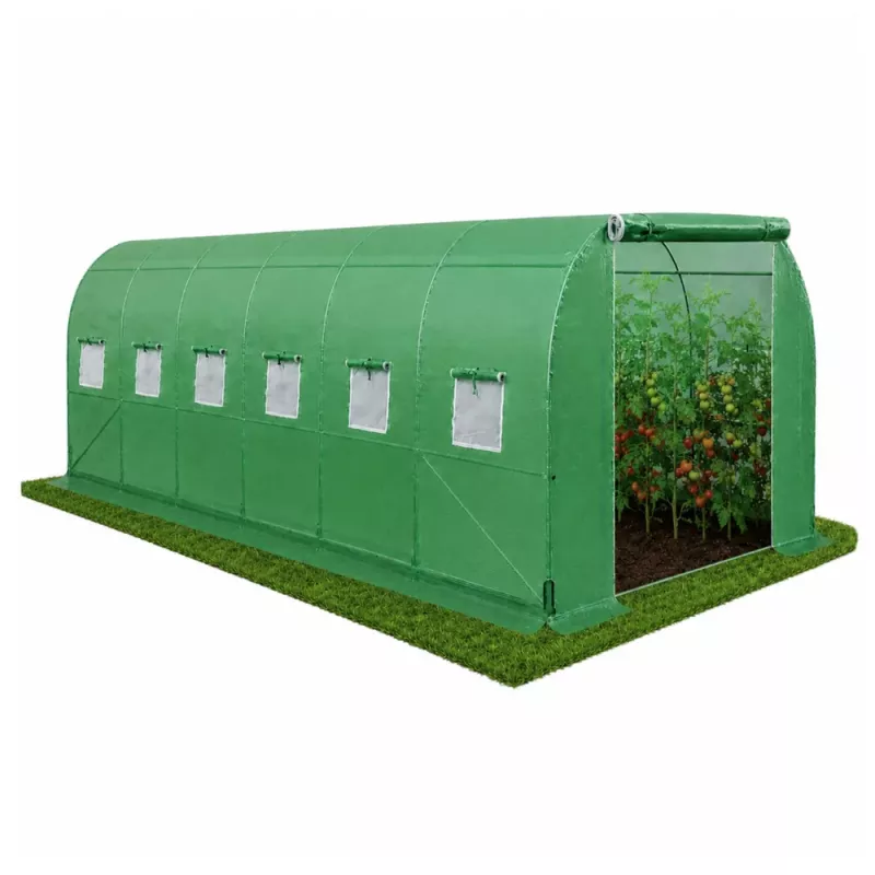 LEAN Skleník pre zeleninu, zelené UV okná, 6x3x2m, 18m²