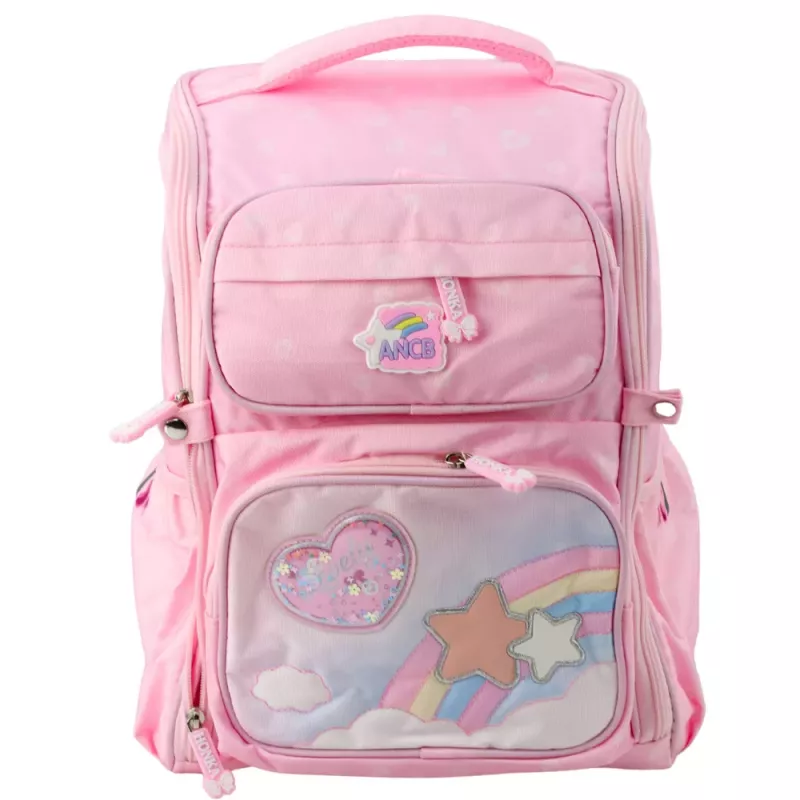 LEAN jednorožec školský batoh hrudný popruh ružový 20L