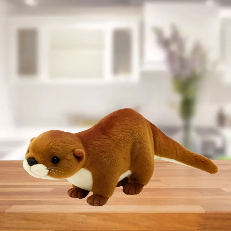 LEAN TOYS Plyšová maskot maznáčik vydra biela hnedá 50 cm