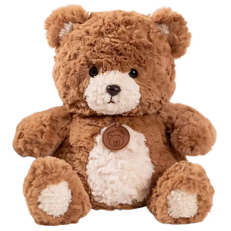 LEAN TOYS plyšová maskot plyšák medvedík s medailónom hnedý 25 cm