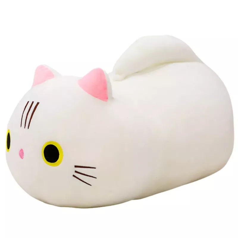 LEAN TOYS plyšová maskot plyšák mačka s dlhým chvostom biela 40 cm