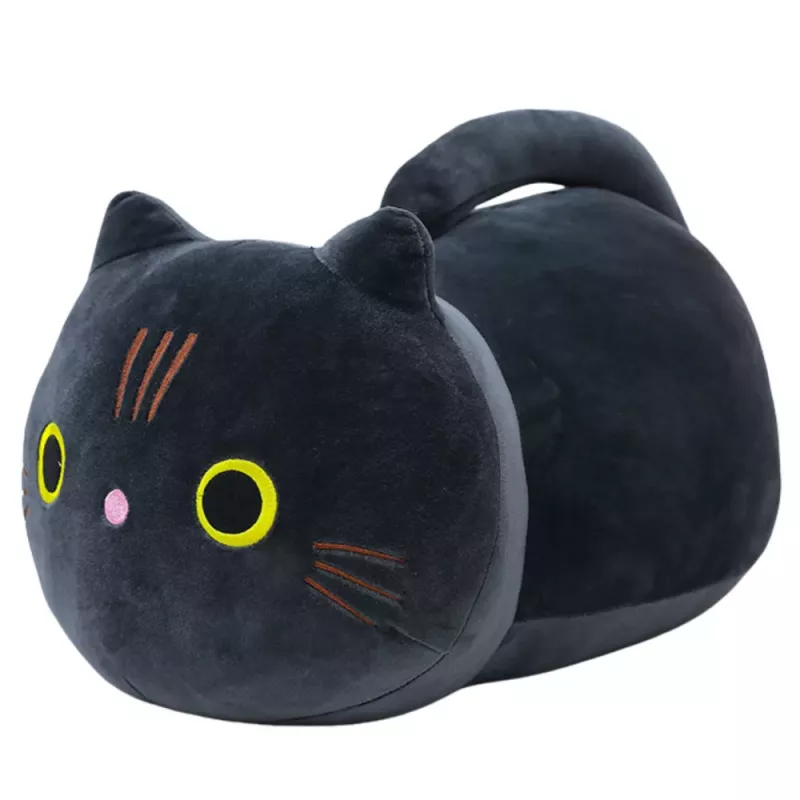 LEAN TOYS plyšová maskot plyšák mačka s dlhým chvostom čierna 40 cm