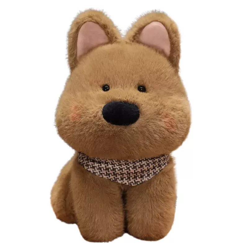 LEAN TOYS plyšová hračka plyšák pes so šálom hnedý 25 cm