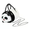 LEAN TOYS plyšová panda taška s kovovou reťazou čiernobiela 20 cm