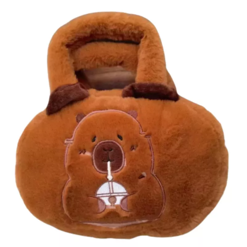LEAN TOYS kapybara plyšová taška s pohárom hnedá 20 cm