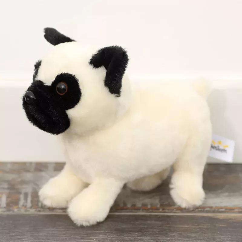 LEAN TOYS plyšová hračka plyšák mops pes biely 19 cm